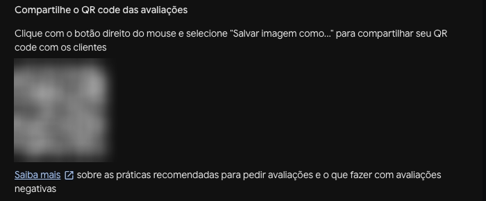 O QR code na mesma janela (desfocado aqui).